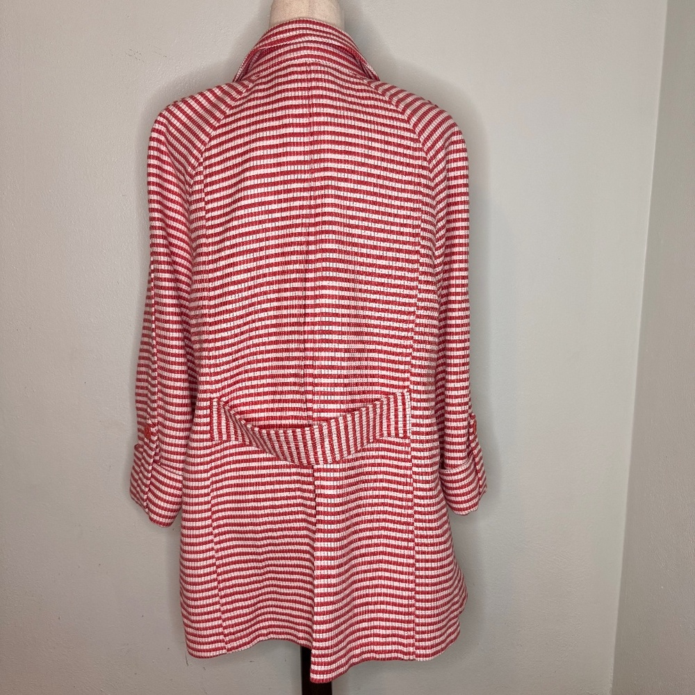 Peter Nygard Women's Knit Coat Jacket Striped Orange & White Size Large - Picture 3 of 11